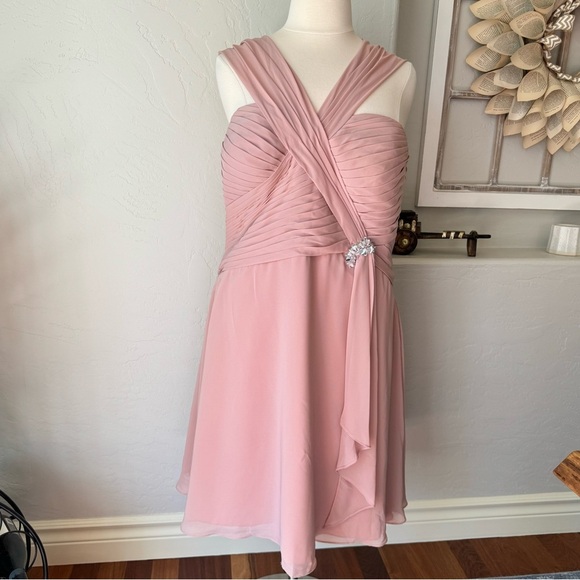 JJs House‎  Womens Dusty Rose Pink Evening Midi Dress Size 22W NWT - Picture 1 of 12